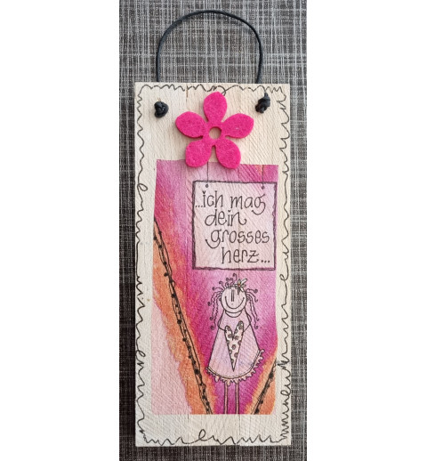 Mini Schild Ich mag Dein grosses Herz  pink