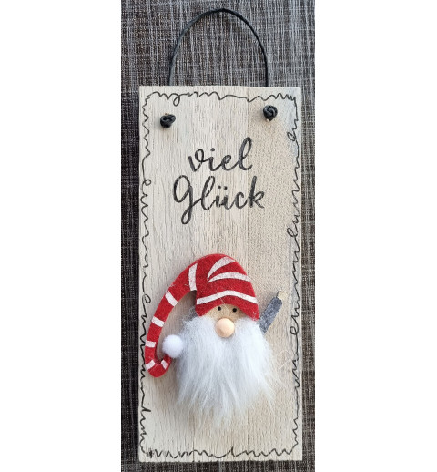 Mini Schild Viel Glück/ Filz Wichtel
