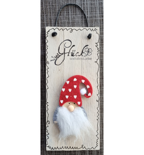 Mini Schild Viel Glück und alles Liebe/ Filz Wichtel