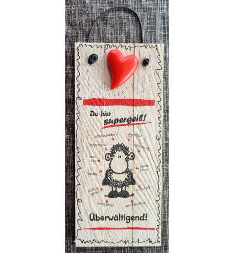 Mini Schild Du bist Supergeil......  rot