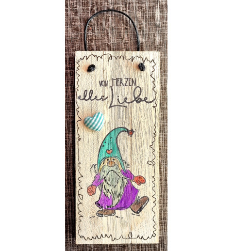 Mini Schild Von Herzen alles Liebe/Wichtel