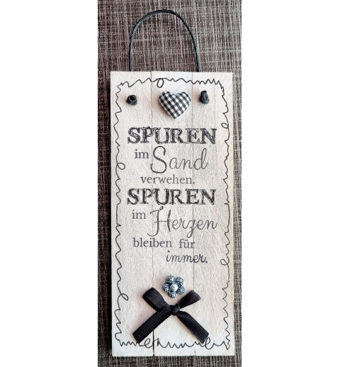 Mini Schild Spuren im Sand....  schwarz