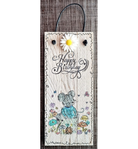 Mini Schild Happy Birthday/Maus