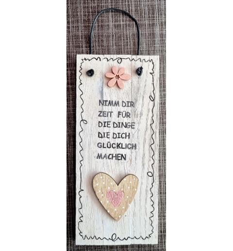 Mini Schild Nimm Dir Zeit....  rosa Blume