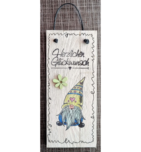 Mini Schild Herzlichen Glückwunsch/Wichtel