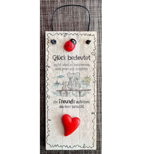 Mini Schild Glück bedeutet..../Elefant,Maus rot