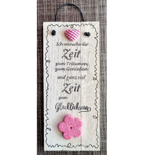 Mini Schild Ich wünsche Dir Zeit....  pink