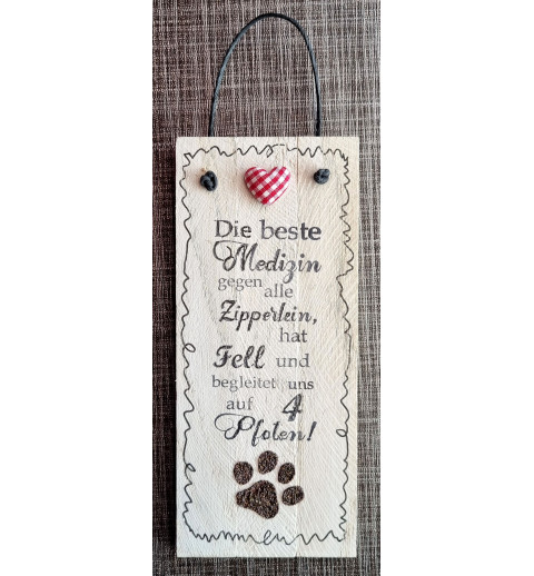 Mini Schild Die beste Medizin...... Herz rot