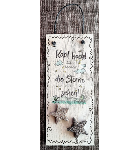 Mini Schild Kopf hoch..... /Sterne glitzer