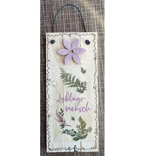 Mini Schild Lieblingsmensch/Blume flieder