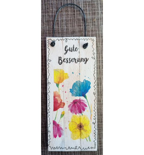 Mini Schild Gute Besserung/Bunte Blumen
