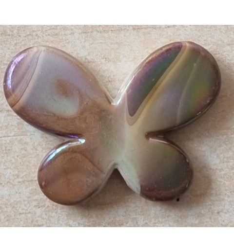 Kunststoff Perle Schmetterling braun/regenbogen