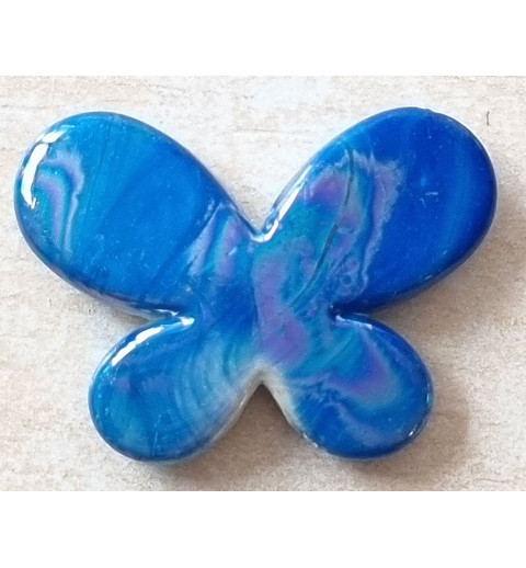 Kunststoff Perle Schmetterling blau/regenbogen