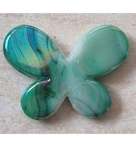 Kunststoff Perle Schmetterling grün/regenbogen