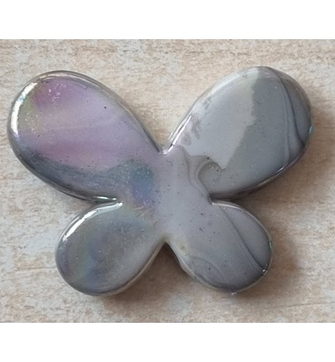 Kunststoff Perle Schmetterling grau/regenbogen