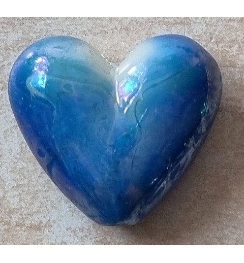 Kunststoff Perle Herz blau/regenbogen