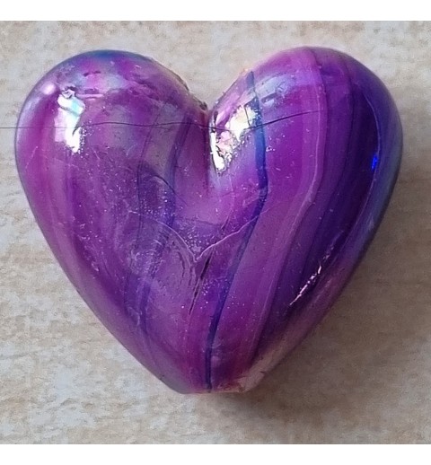 Kunststoff Perle Herz magenta/regenbogen