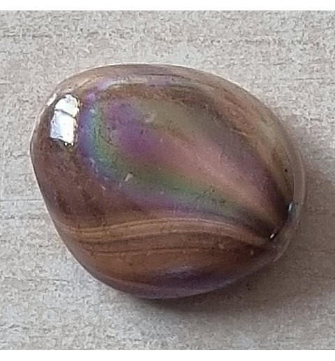 Kunststoff Perle Nugget braun/regenbogen