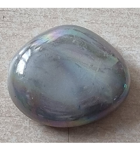 Kunststoff Perle Nugget  grau/regenbogen