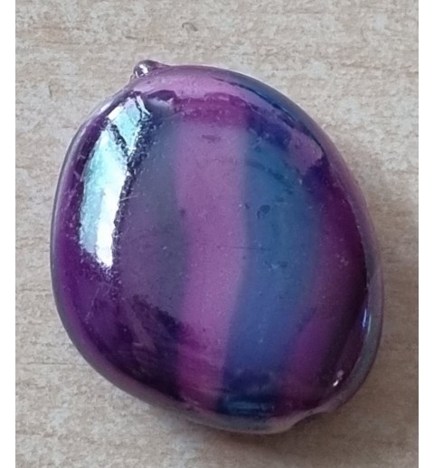 Kunststoff Perle Nugget  magenta/regenbogen
