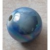 Kunststoff Perle gerippt-rund blau/regenbogen