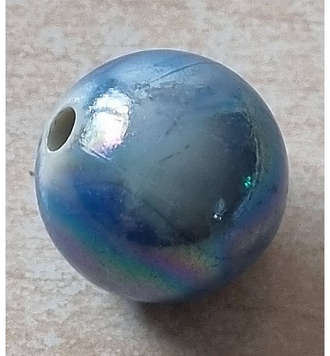 Kunststoff Perle rund blau/regenbogen
