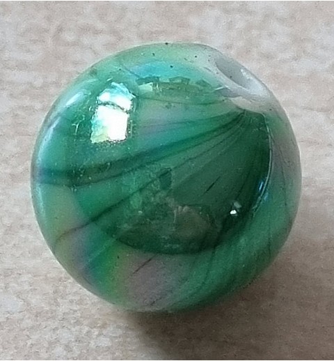 Kunststoff Perle rund grün/regenbogen