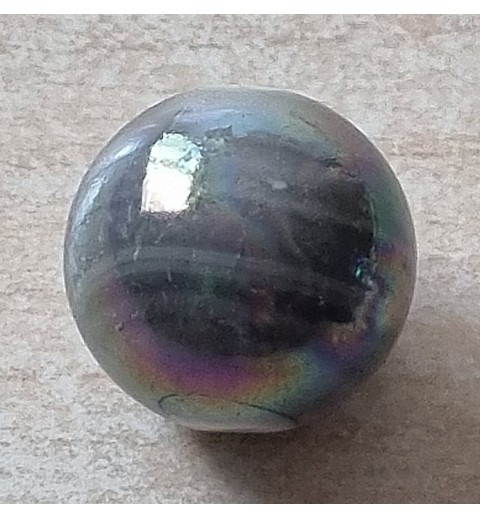 Kunststoff Perle rund grau/regenbogen