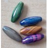 Kunststoff Perle lang-oval braun/regenbogen
