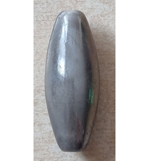 Kunststoff Perle lang-oval grau/regenbogen
