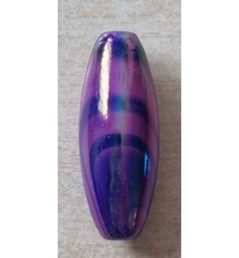 Kunststoff Perle lang-oval magenta/regenbogen