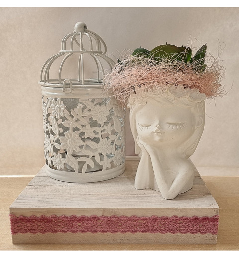 Teelichtdeko mit Trockenblumen rosa