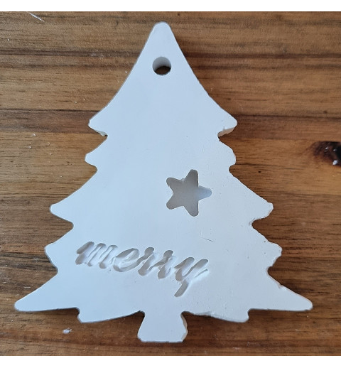Beton Weihnachtsbäumchen zum Hängen weiss
