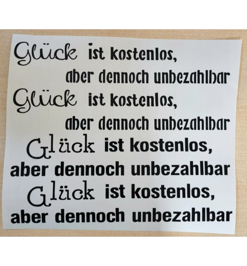 Vinyl Schrift Glück.....   schwarz
