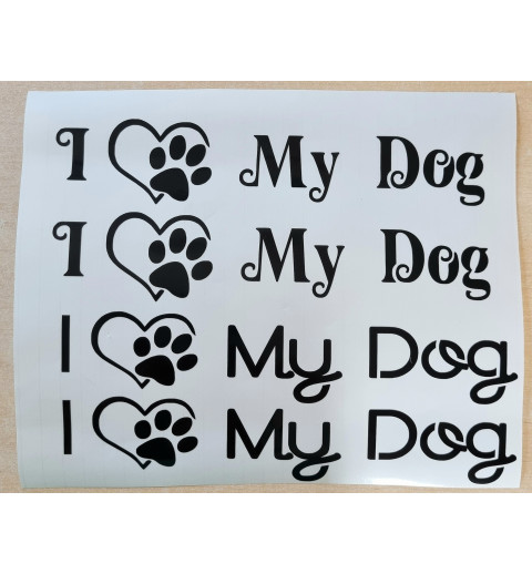 Vinyl Schrift I Love my Dog schwarz