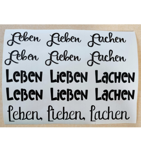 Vinyl Schrift Leben,Lieben, Lachen schwarz