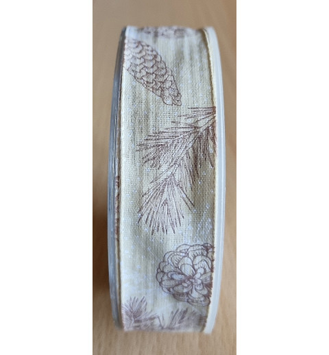 Deko Band Äste/Tannenzapfen beige