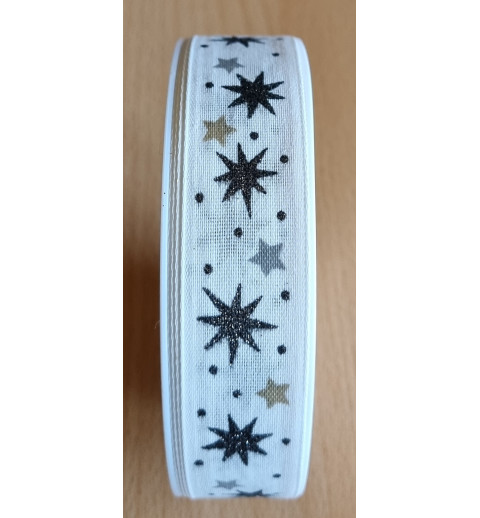 Deko Band Sterne weiss/schwarz