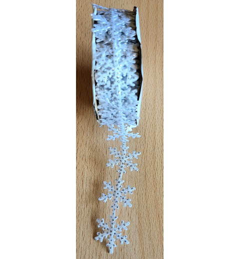 Deko Band Schneeflocken weiss/silber