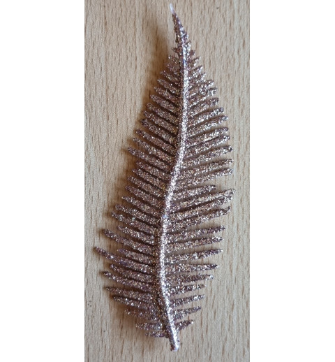 Deko Farnblatt altrosa/glitzer