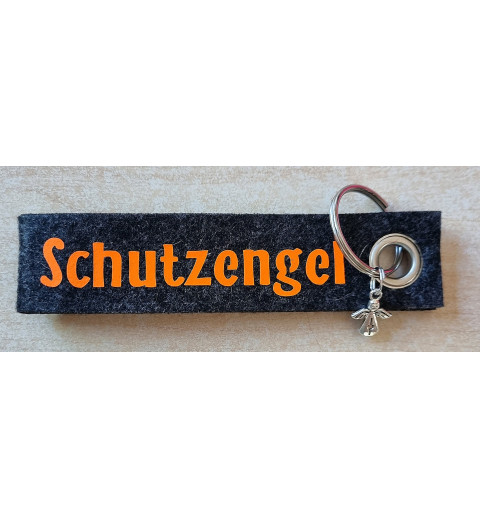 Filz Schlüsselanhänger Schutzengel grau/orange