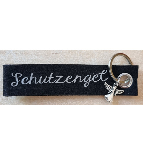 Filz Schlüsselanhänger Schutzengel schwarz/silber