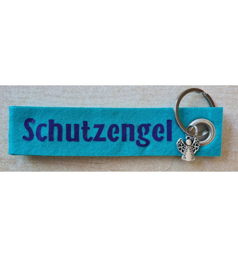 Filz Schlüsselanhänger Schutzengel türkis/violette