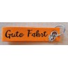 Filz Schlüsselanhänger Gute Fahrt orange/schwarz