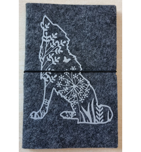 Filz Notizheft Wolf anthrazit/silber
