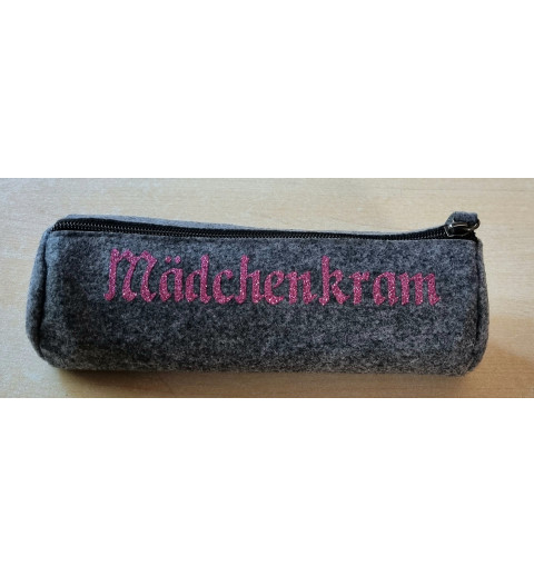 Filz Federmäppchen Mädchenkram grau/pink