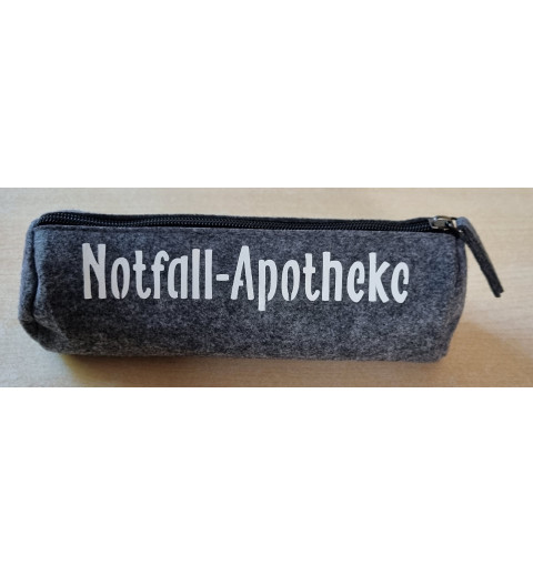 Filz Federmäppchen Notfall-Apotheke grau/weiss
