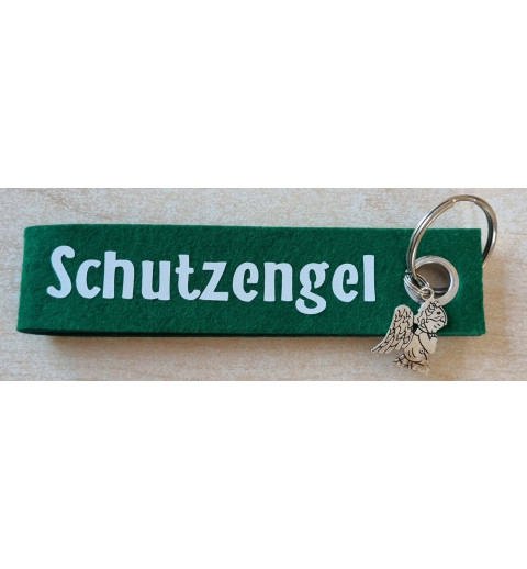 Filz Schlüsselanhänger Schutzengel grün/weiss