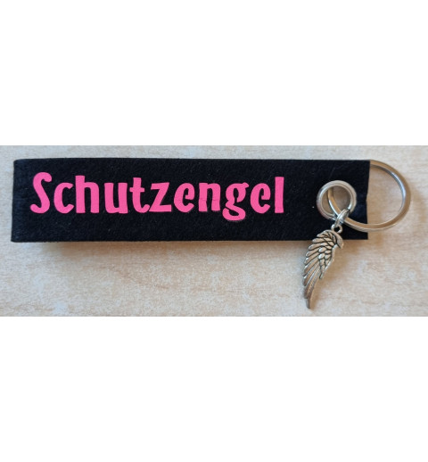 Filz Schlüsselanhänger Schutzengel schwarz/rosa