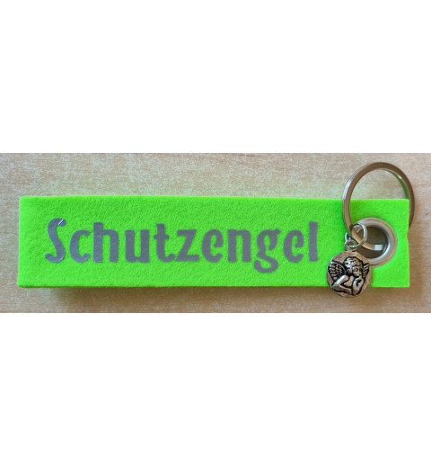 Filz Schlüsselanhänger Schutzengel hellgrün/silber